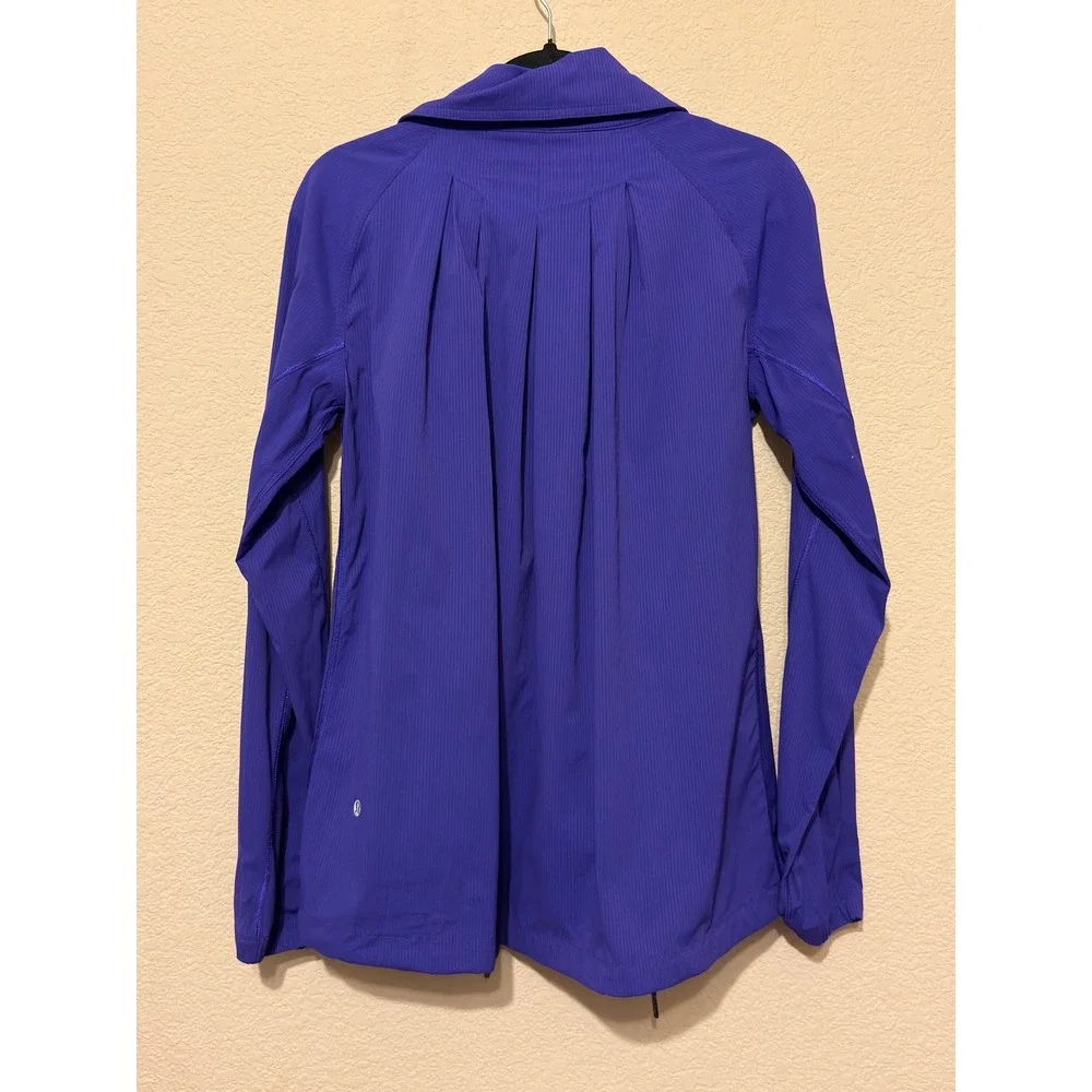 Lululemon In Stride Jacket Royal Purple Ribbed Pleated Back Full Zip Size 8